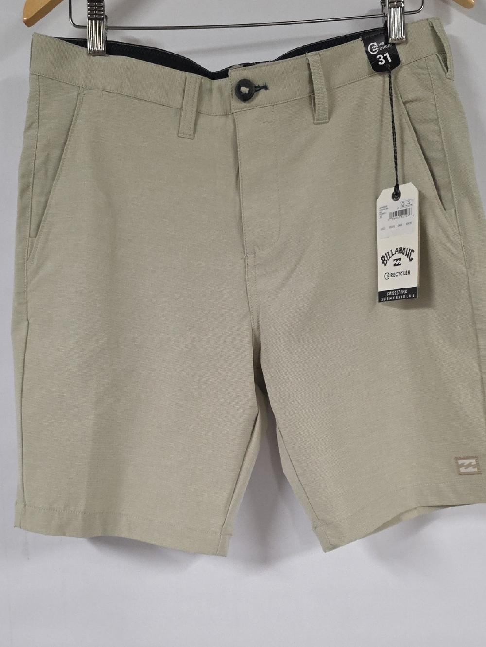 NWT Men's Billabong Recycler Crossfire Submersibles Khaki Organic Shorts, Sz 31